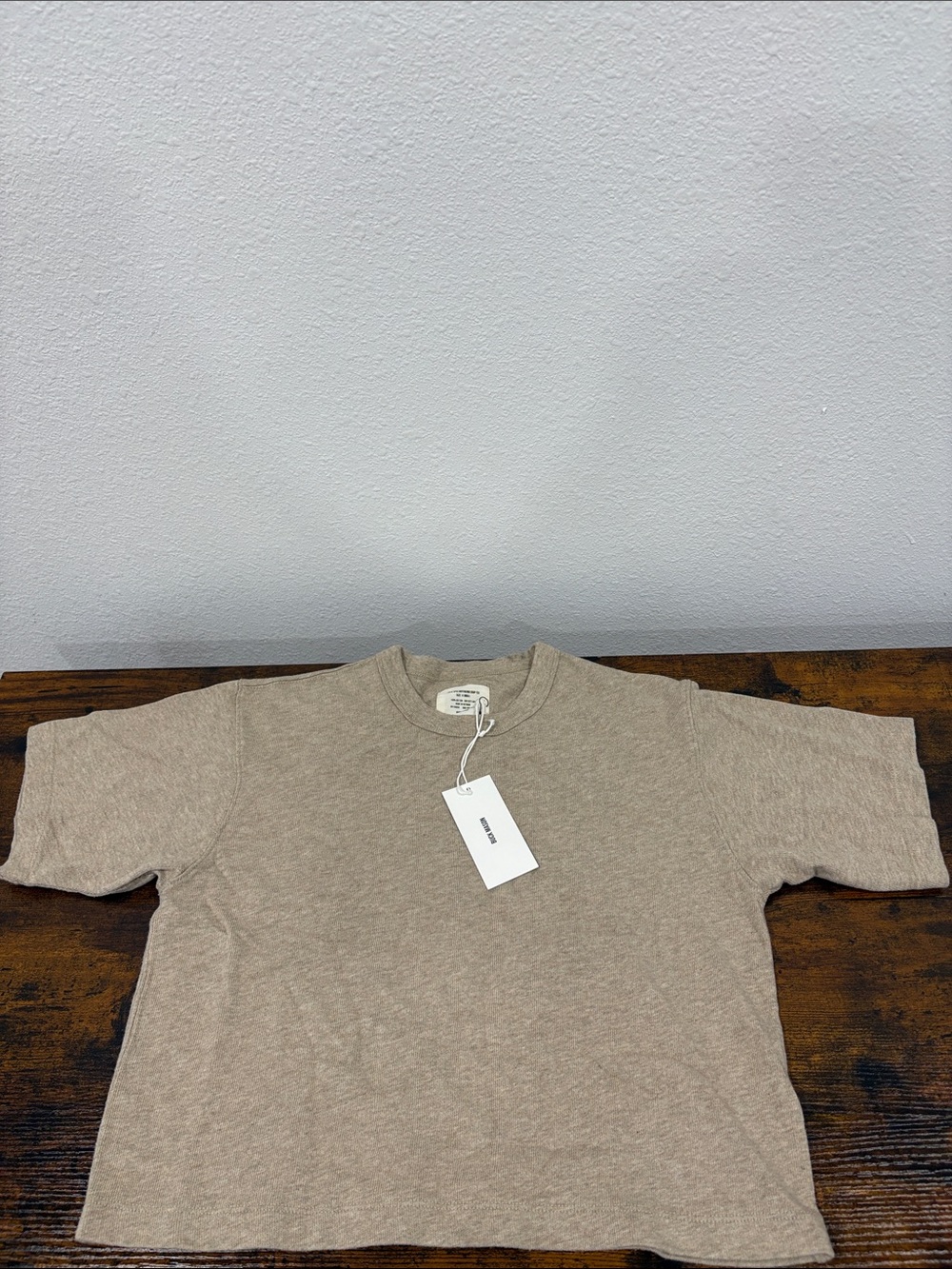Buck Mason Heather Pebble Field Spec Boyfriend Crop Tee XS $62